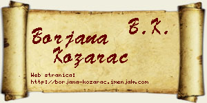 Borjana Kozarac vizit kartica